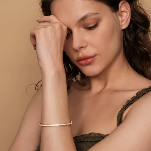 Miniatura 3 de Pulsera PAVOI clásica de tenis chapada en oro de 14K con circonita cúbica, pulsera de oro para mujer