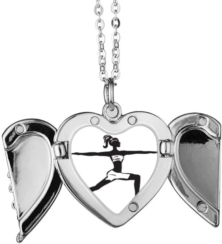 Yoga Girl Keep Healthy Sports Outline Angel Wings Necklace Pendant Fashion Gift