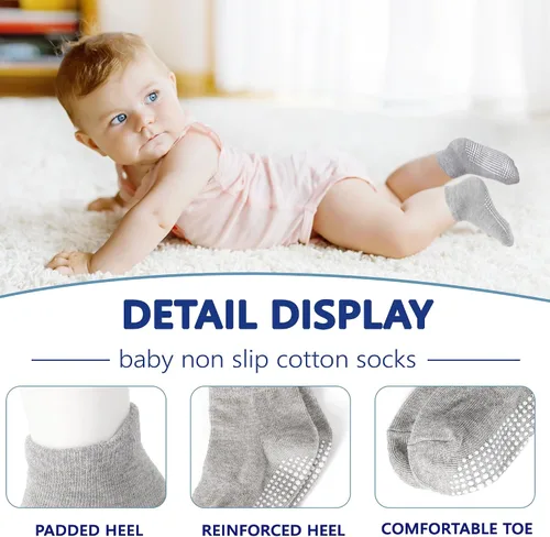 Miniatura 2 de Tphon Calcetines antideslizantes para niños pequeños, 12 pares de calcetines de agarre para niños y niñas, calcetines de tobillo con agarre