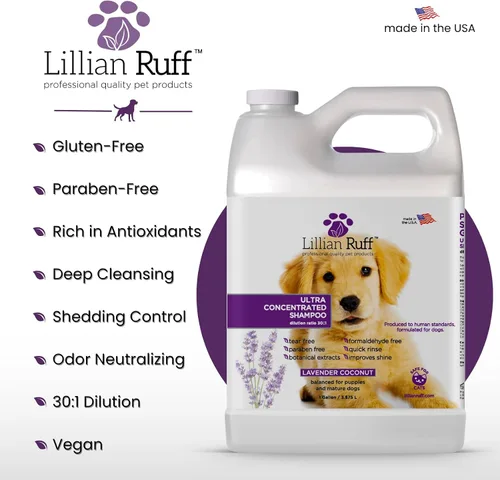 Miniatura 5 de Lillian Ruff PRO Formula Champú Ultra Concentrado para Perros – Hace 4 Galones/30 Botellas, Dilución 30:1, Champú Profesional para Mascotas