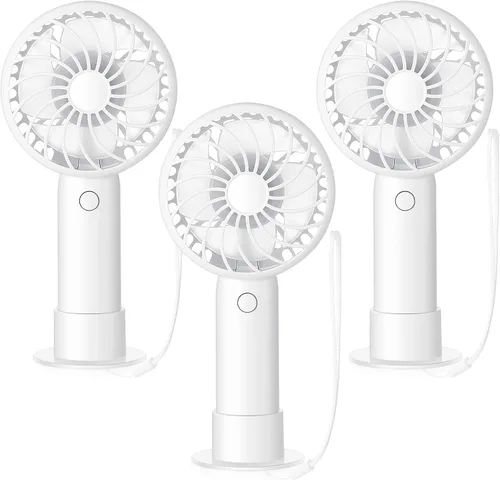 Miniatura 31 de Tujoe Mini ventilador de mano potente de 3 velocidades, ventilador personal pequeño portátil recargable con base USB para mujeres, maquillaje