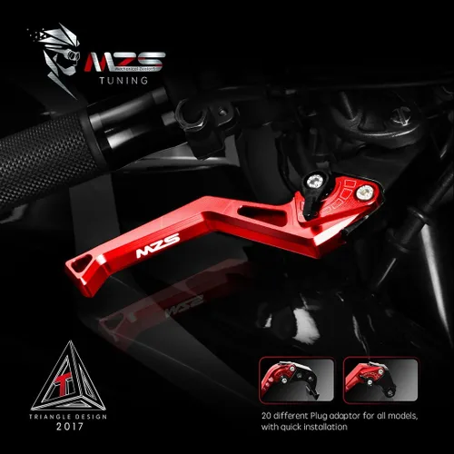 Miniatura 2 de MZS - Palancas de embrague/freno cortas para moto, rojas, compatibles con Z400 19-23 / Z125 17-24 / EX 400 18-23 / EX300 13-18 / EX 250 08-12 / Rojo