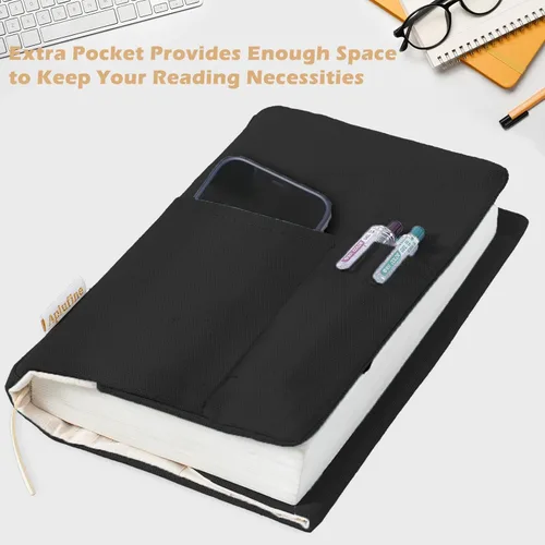 Miniatura 3 de Fundas de libro de lienzo, protector de libro lavable, funda de libro para novelas de tapa blanda, funda de libro ajustable para tapa dura