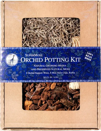 Miniatura 7 de SuperMoss (90509) Kit para macetas de orquídeas, juego completo de cuidado de orquídeas con musgo preservado, corteza de orquídea, clips florales