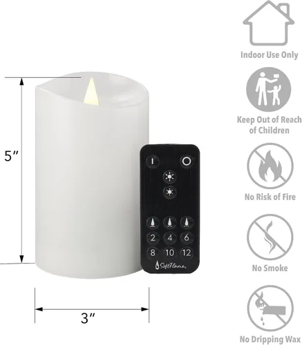 Miniatura 4 de Velas LED sin llama con control remoto, 3 x 5.1 pulgadas, llama móvil parpadeante 3D, velas que funcionan con pilas en carcasa de cera real para uso