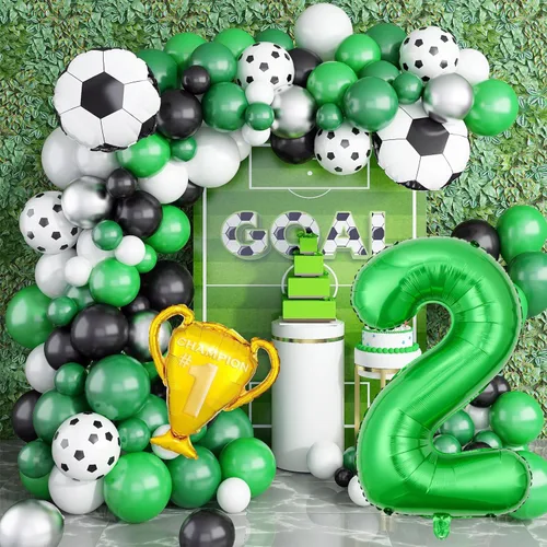 Miniatura 4 de Globos de fútbol para 2º cumpleaños, suministros para fiesta de cumpleaños de fútbol, Copa del Mundo, Deportes de fútbol, decoraciones de fiesta
