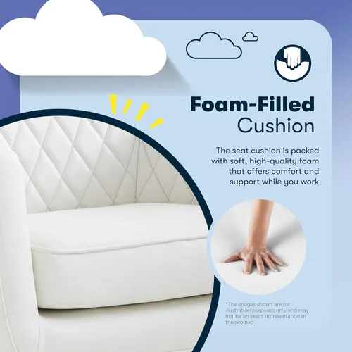 Miniatura 5 de Serta Ashleigh - Silla de oficina moderna, diseño acolchado de diamante, cojín de asiento de bobina de bolsillo, elegante sillón decorativo de Cuero