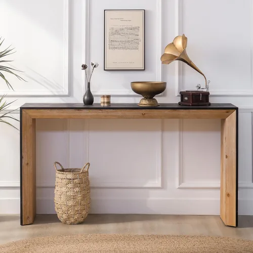 Miniatura 3 de Mesa consola de madera de 59 pulgadas para entrada, moderna mesa de sofá detrás del sofá con mesa espaciosa, mesas de sofá de granja para sala