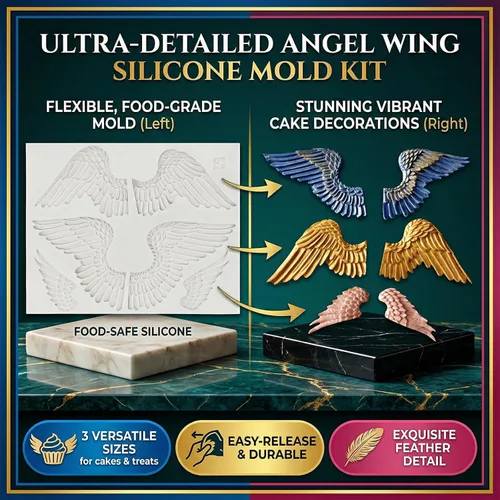 Miniatura 5 de Molde de fondant de alas para decoración de pasteles, moldes de silicona de chocolate con alas grandes para manualidades de azúcar, dulces, G-24