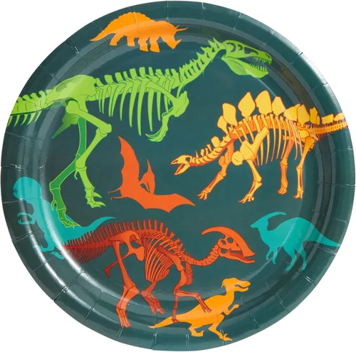 Miniatura 5 de Juvale Juego de 144 piezas de decoración de fiesta de cumpleaños de dinosaurio con platos, vasos, servilletas y cubiertos, sirve 24 platos y tazas