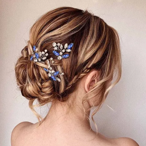 Miniatura 10 de Unicra Horquillas para el pelo de cristal negro plateado con diamantes de imitación, piezas de pelo de novia, accesorios para novias y mujeres