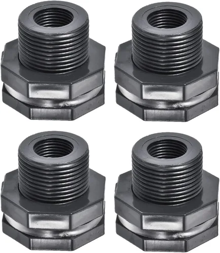 Miniatura 7 de M METERXITY Paquete de 2 accesorios de mamparo de PVC – Conector de tanque de agua de doble rosca, con junta de silicona, para acuarios