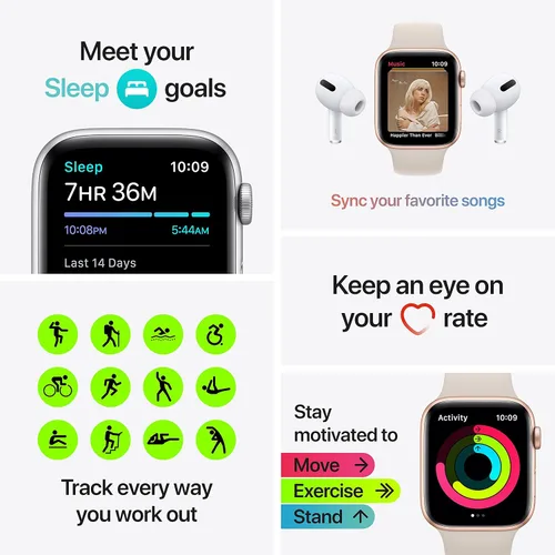 Miniatura 4 de Apple Reloj SE 1.732 in GPS Caja de Aluminio Oro - Correa Deportiva Starlight