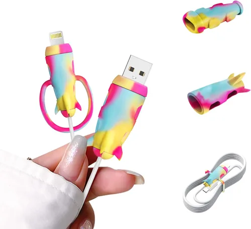 CameCosy Funda protectora de cable 2 en 1 compatible con iPhone, Android, cable USB tipo C, 2 unidades de silicona estirable para ahorro de cables