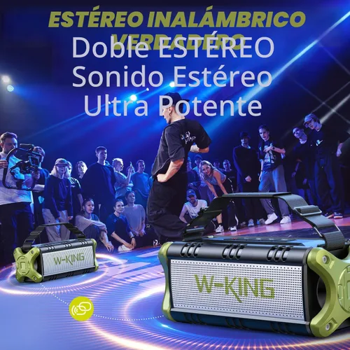 Miniatura 4 de Altavoces Bluetooth, W-KING Altavoz Bluetooth portátil fuerte de 50 W de graves profundos, IPX6 impermeable para exteriores con sonido estéreo Verde