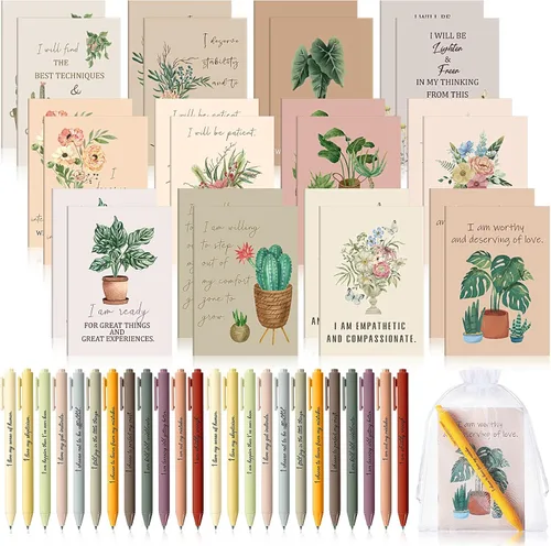 Miniatura 37 de Mooliwe Conjunto de Regalo de Afirmación Positiva de 24 Juegos/48 Piezas, Cuadernos de Gratitud con Bolígrafos, Bolsas Pequeñas, Blocs de Notas