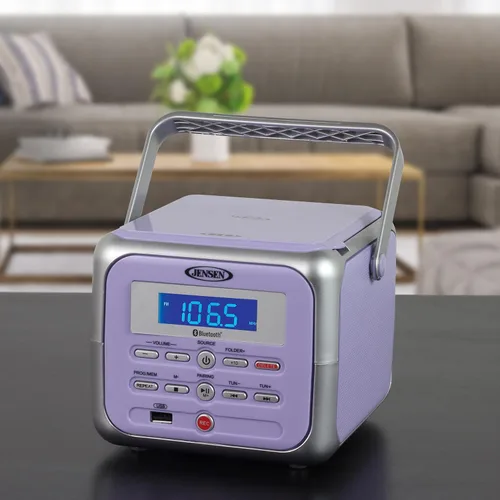 Miniatura 4 de Jensen CD-660 Reproductor de CD estéreo portátil Boombox con Bluetooth Radio FM USB Entrada auxiliar y conector de auriculares Reproducción