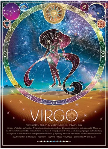 Miniatura 2 de Cobble Hill - Rompecabezas del zodiaco de 500 piezas, Virgo, póster de muestra incluido