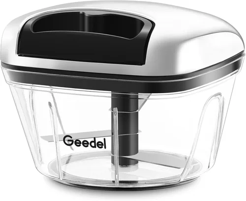 Procesador manual de alimentos, cortador de verduras Geedel con cuerda, picador de alimentos y cortador de verduras para verduras, frutas, ensalada,