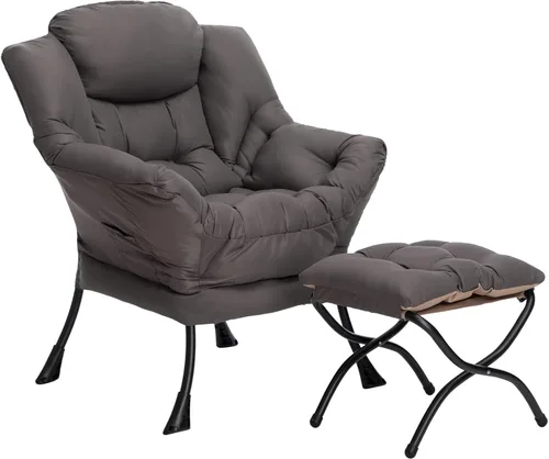 Miniatura 20 de HollyHOME - Silla perezosa con reposabrazos y bolsillo lateral, cómoda silla de sala de acento, sofá de ocio para sala de estar, recámara
