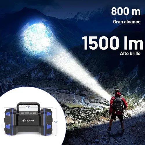 Miniatura 2 de Linterna de camping LED recargable, linterna de campamento de 1500 lm, 8 modos de luz, luces de campamento de capacidad 4800, luz de flash brillante