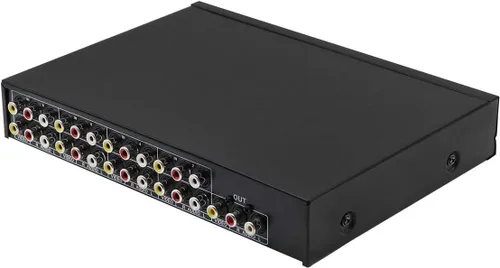 QiCheng y LYS 8 en 1 Salida 3 RCA AV Audio Video Splitter Amplificador para caja de cable, DVD DVR, TV analógica, 1x8, divisor de puerto, compuesto