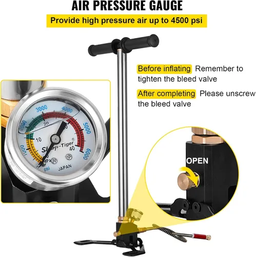 Miniatura 4 de BestEquip Airgun PCP Pump 4500PSI Bomba de mano de alta presión Bomba de 3 etapas Bomba de aire PCP