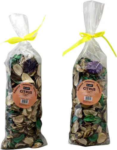 Bolsas de popurrí perfumadas a cítricos, 2 paquetes grandes, 8.4 onzas en total, pétalos secos y botánicos para cuencos y jarrones, aroma de larga