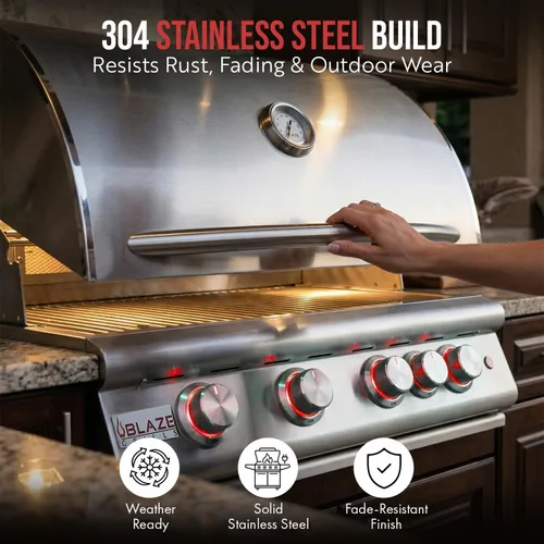 Miniatura 4 de Paquete de parrilla de gas Blaze BBQ para exterior de 32” LTE con parrilla de gas incorporada, parrilla de gas LTE, quemador de gas LTE, puerta