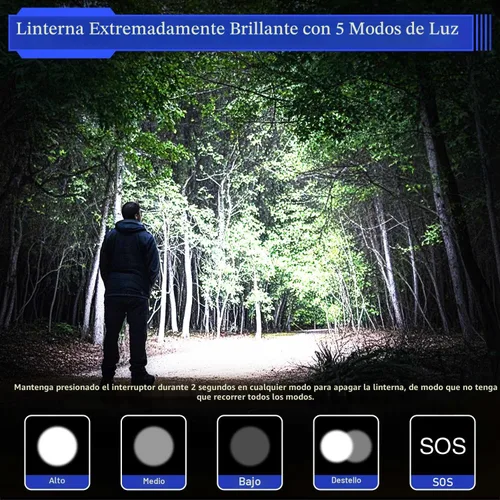 Miniatura 3 de JAY-PARK Linternas LED de alto lúmenes 100000, batería recargable integrada de 10800 mAh y pantalla de alimentación LCD, 5 modos de iluminación