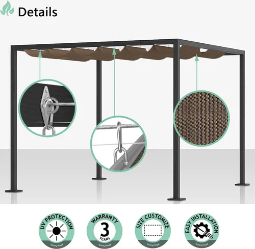 Miniatura 5 de SunnyRoyal Toldo retráctil para pérgola de 7 x 14 pies, toldo de repuesto con herrajes para patio, porche, jardín, al aire libre Marrón