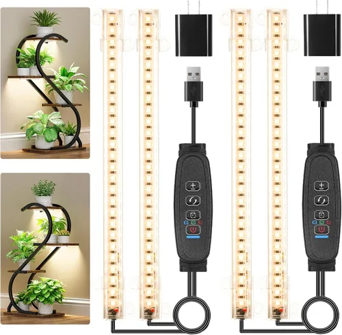 Miniatura 15 de Tiras de Luz LED para Crecimiento de Plantas de 8.6'', Espectro Completo 3500K Luz de Crecimiento para Plantas de Interior con Temporizador de Cálido