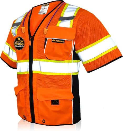 KwikSafety - Charlotte, NC - Men's & Women's Class 3 Safety Vest PPE Hi Vis Reflective ANSI OSHA Naranja | 1 paquete