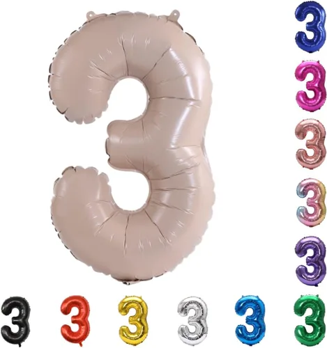 Miniatura 146 de YPSelected Globo grande de 32 pulgadas de helio con números 0-9 de papel de aluminio azul para cumpleaños, bodas y fiestas (Azul, 3)