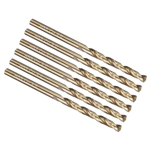 Miniatura 303 de PATIKIL Broca Jobber de 0.039 in, vástago recto M35 cobalto 5% acero de alta velocidad 135° acabado dorado para metal duro de acero inoxidable - 2