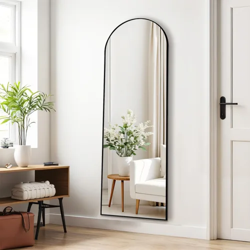 Miniatura 7 de Espejo arqueado de longitud completa, espejos de pared mejorados de 16 x 59 pulgadas con vidrio inastillable, para colocar de pie, colgar