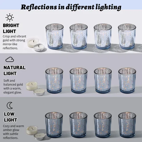 Miniatura 3 de LETINE 6pcs Blue Votive Candle Holders – Standard Votive Size for Regular Votive Candles– Tea Light Candles Holder, Candle Holder for Summer
