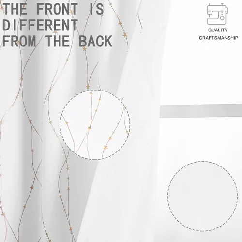 Miniatura 5 de SMILE WEAVER Cortinas blancas de Navidad de 54 pulgadas de largo para dormitorio, cortinas de oscurecimiento de habitación con estampado de Oro