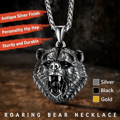 Miniatura 3 de FaithHeart Collar con colgante de pata de oso de acero inoxidable, collar escandinavo nórdico auténtico, joyería vikinga personalizada personalizada