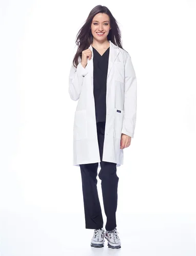 Miniatura 2 de Dagacci Medical Uniform Abrigo de laboratorio unisex de 35 pulgadas, blanco, talla XS a XXL, Blanco