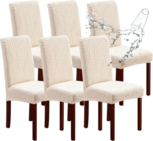 Miniatura 17 de Genina Fundas impermeables para sillas de comedor, fundas elásticas de jacquard para sillas de comedor, extraíbles y lavables, protector de silla