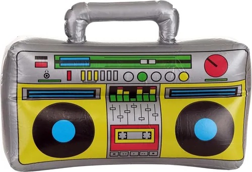 Fun Costumes Accesorio inflable para disfraz de Boombox de los años 80, Boombox, controles impresos, altavoces, color gris