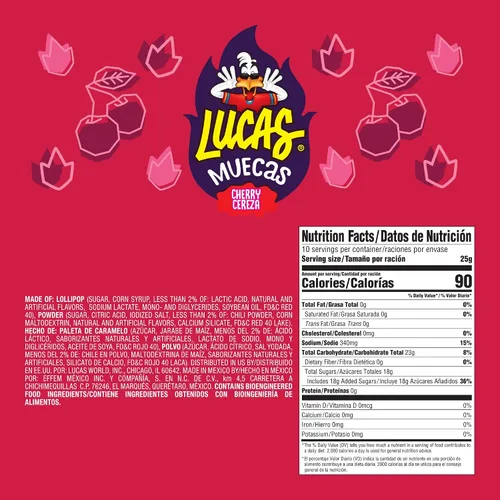 Miniatura 2 de Lucas Muecas - Paleta sabor cereza con chile en polvo, 8.8 onzas, cereza y chile para cestas de Pascua