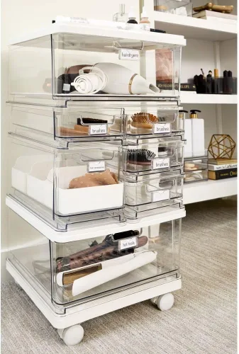 Miniatura 3 de iDesign The Sarah Tanno Collection Tapete de silicona resistente al calor para organizadores de cajones cosméticos, color blanco