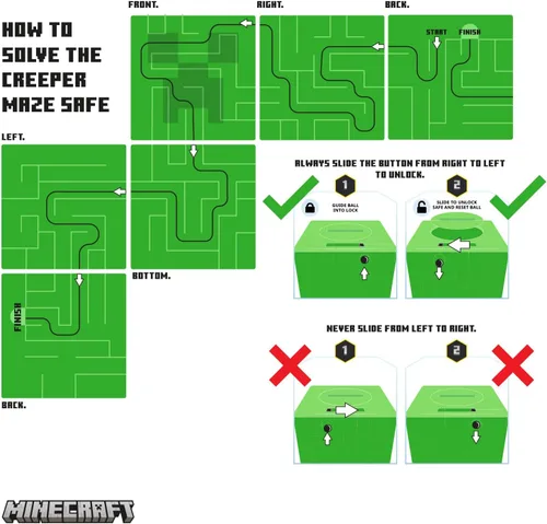 Miniatura 7 de Paladone Minecraft Creeper Maze Safe, completa el laberinto para desbloquear dinero, divertido juguete coleccionable de bloques de Minecraft