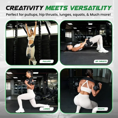 Miniatura 3 de Heavy Duty Hip Thrust Belt for Dumbells, Kettlebells, and Plates - Glute Workout at Home, Gym, and Travel - Dip and Pullup Belt (Chain Included)