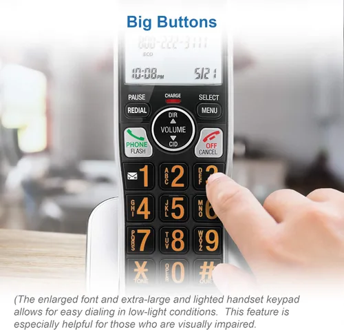 Miniatura 5 de AT&T BL102-2 DECT 6.0 - Juego de 2 teléfonos inalámbricos para el hogar con contestador