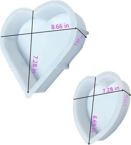 Miniatura 2 de Moldes de resina de corazón, molde de silicona de corazón grande de 8.6 pulgadas y 7.2 pulgadas, molde de resina epoxi grande para preservación