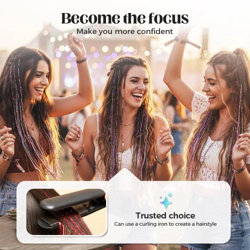 Miniatura 6 de 12 extensiones de cabello de oropel con clip, color champán, extensiones de cabello de oropel con clip, extensiones de cabello con purpurina