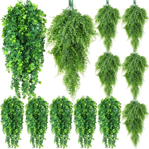 Miniatura 11 de Hoteam 12 Piezas Plantas Colgantes Artificiales de 32 Pulgadas Enredaderas de Hiedra Falsa con Hojas Falsas Plantas Artificiales de Patio Vegetación
